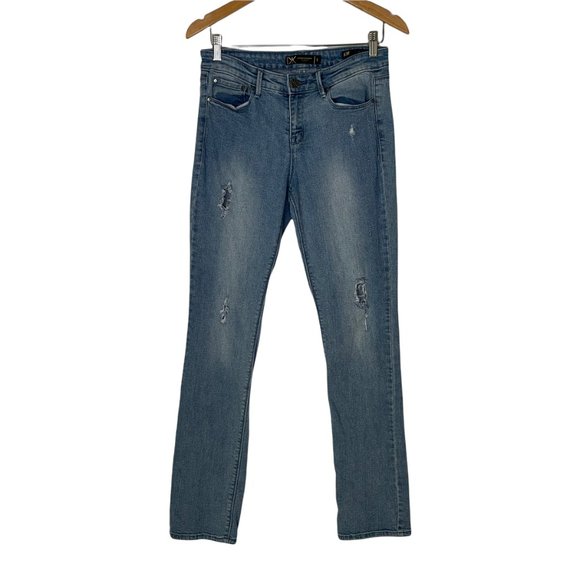 KARDASHIAN PREMIUM DENIM KIM CURVY STRAIGHT LEG RIPPED DISTRESSED JEANS SIZE 8 - Picture 4 of 11